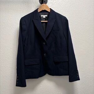 Pendelton petite Wool Blazer Women’s Size 12 Navy Blue two button closure